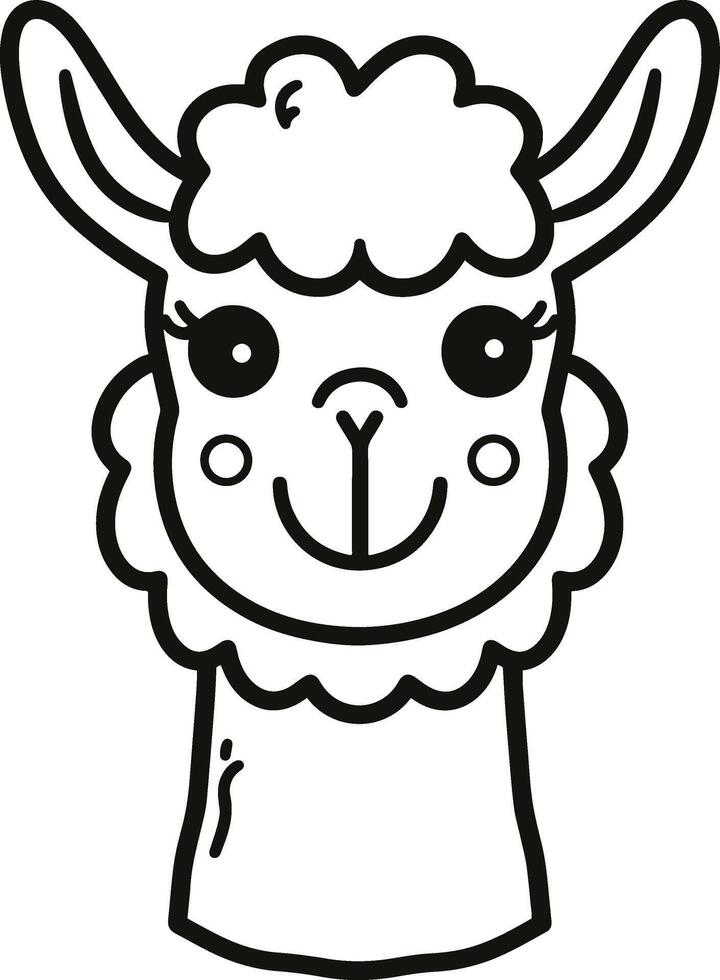 Minimal smiling alpaca vector