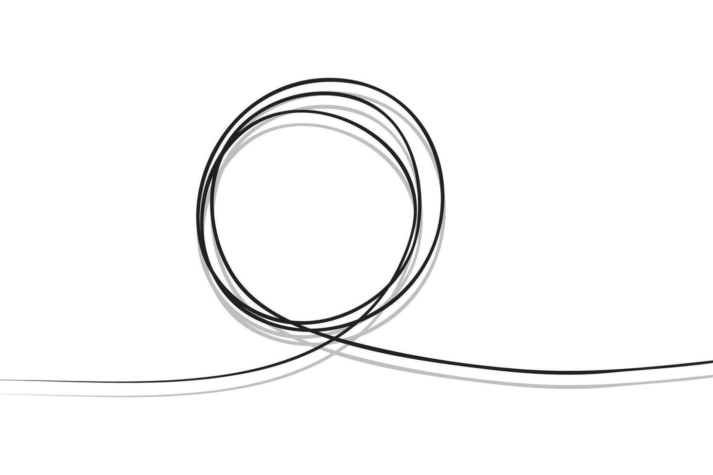 Chaotic hand drawn scribble sketch circle object with start and end isolated on white background vector