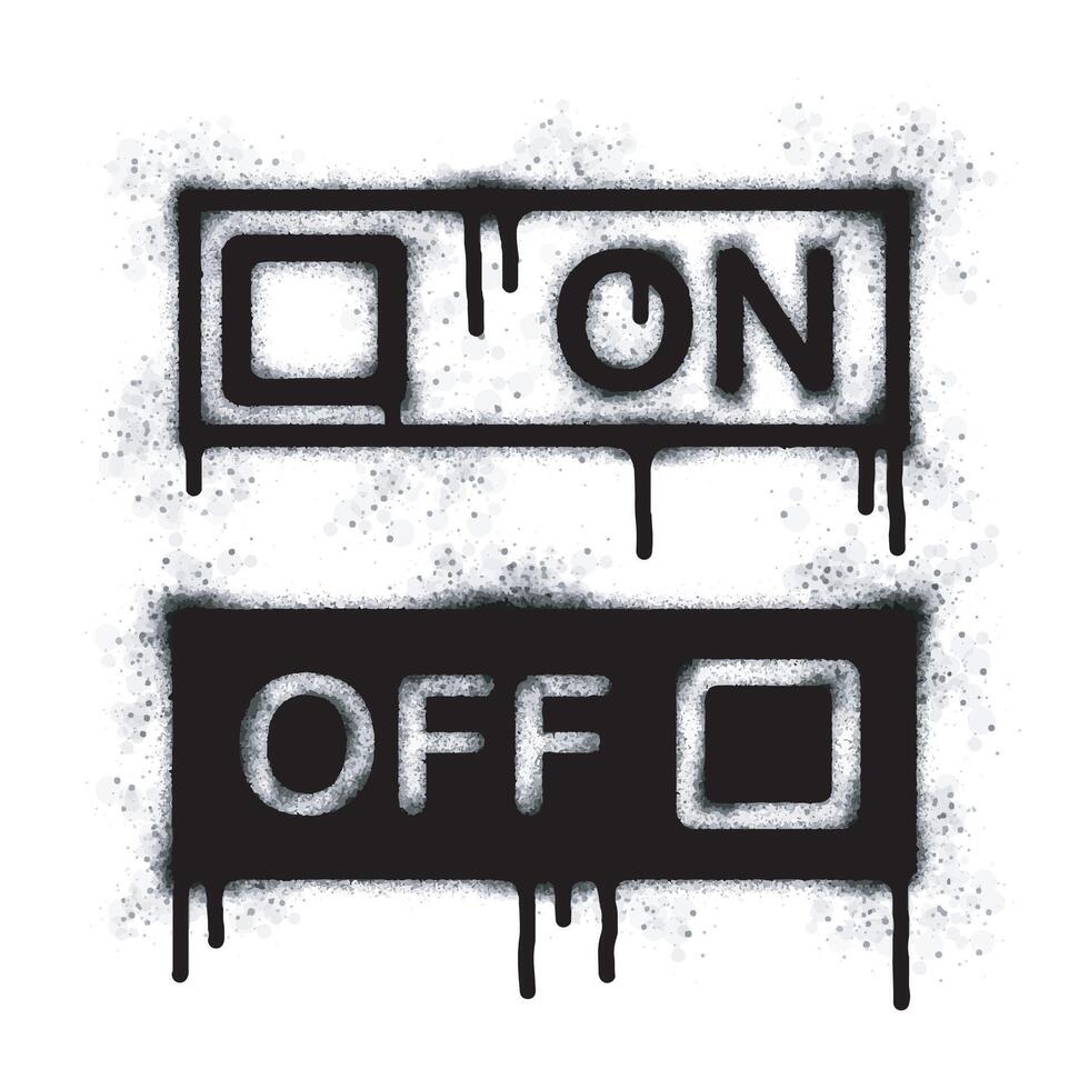 Spray graffiti On off icon. Sign painted in black on white. Switch button drop symbol. isolated on a white background. vector