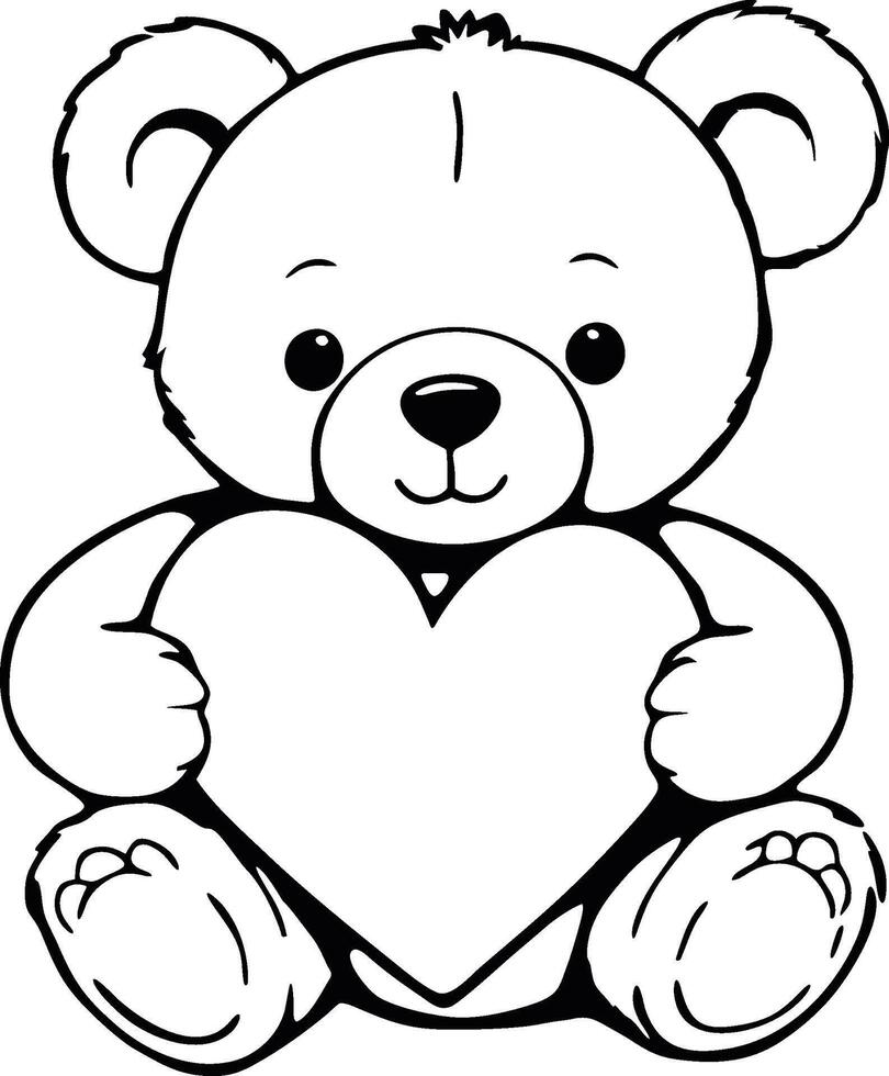 teddy bear holding a heart vector