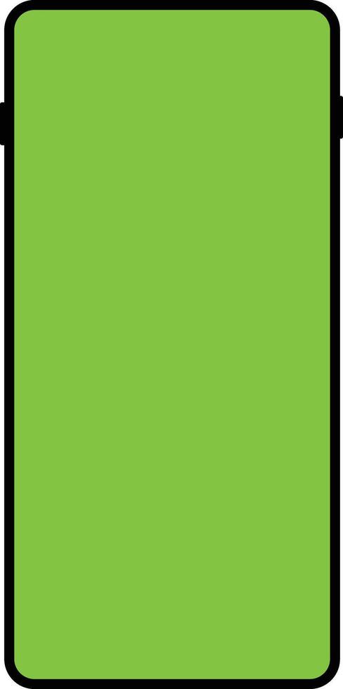 Smartphone with green screen on white background. Phone mobile telephone with a vertical green screen. Open Smartphone with green. Flat style. vector
