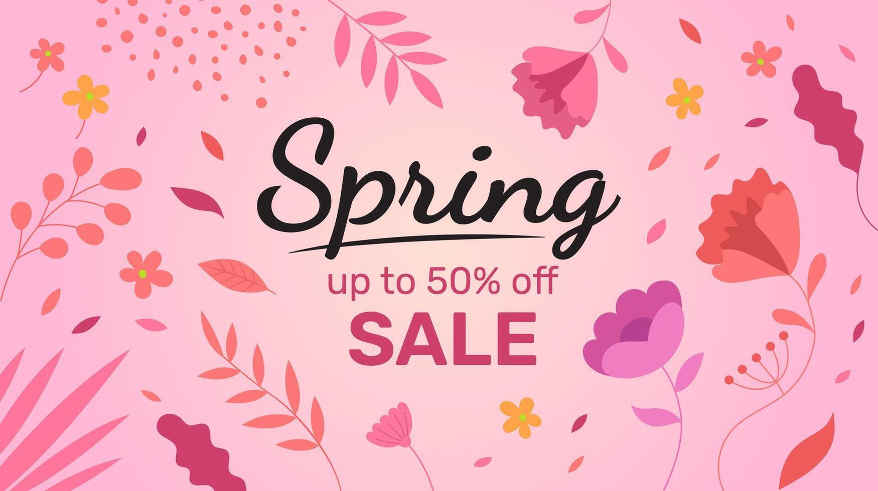 Spring Sale Header or Banner Design, Minimalistic style with floral elements and texture. Editable template for card, banner, invitation, social media post, poster, mobile apps, web ads vector