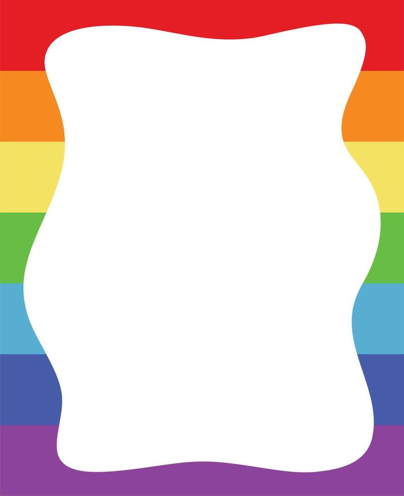 Rainbow color lines and white frame background, copy space, banner and wallpaper, LGBTQ flag Pride month symbol of lesbian Gay Bisexual Transgender. Vertical frame. vector