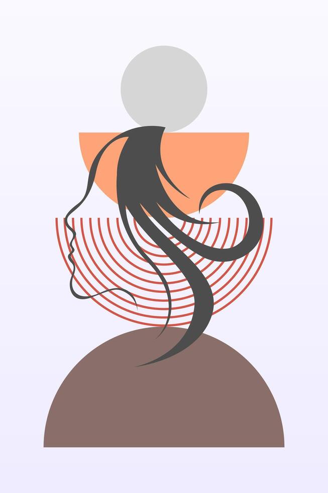 Abstract art boho girl background vector