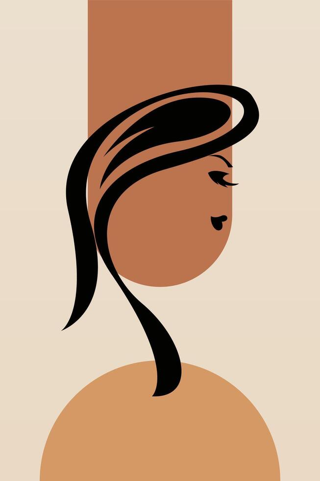 Abstract girl hair boho art background vector