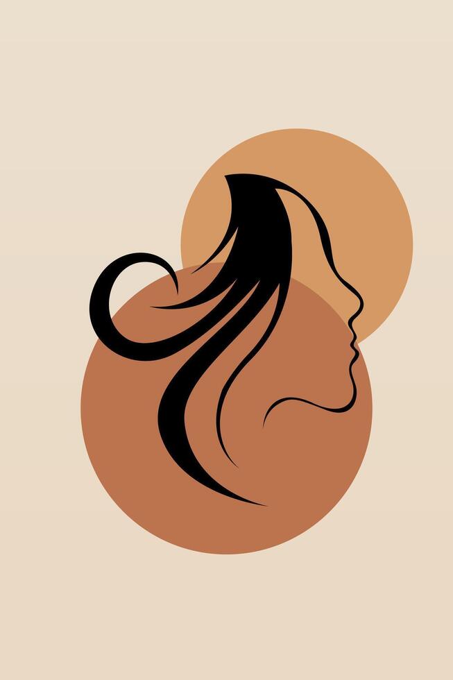 Abstract girl hair boho art background vector
