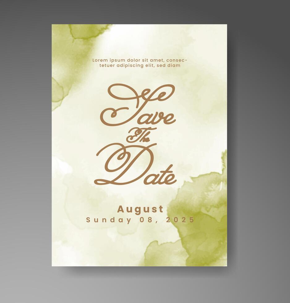 Wedding invitation with abstract watercolor background vector
