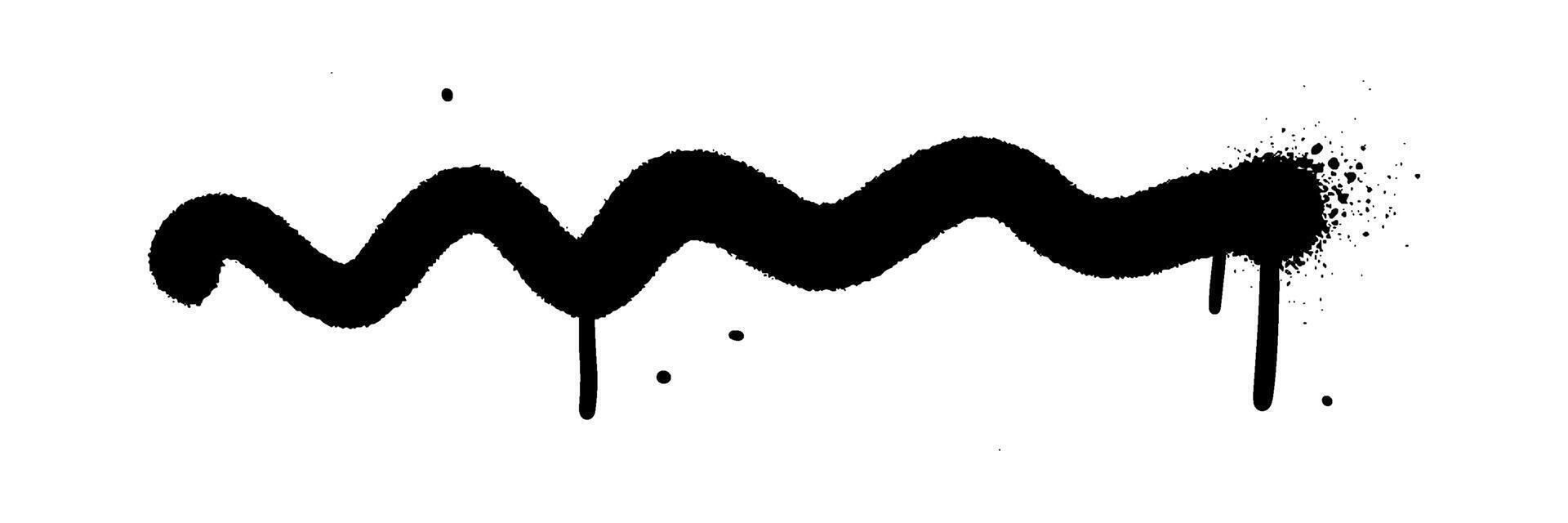 Hand drawn spray-paint graffiti line squiggle. sprayed smear, strikethrough. Doodle style sketchy line. Horizontal wavy strokes vector