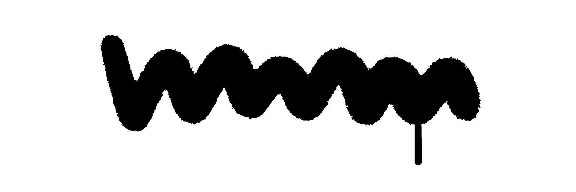 Hand drawn spray-paint graffiti line squiggle. sprayed smear, strikethrough. Doodle style sketchy line. Horizontal wavy strokes vector