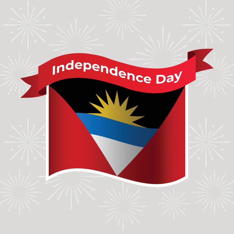 Antigua and Barbuda Wavy Flag Independence Day Banner Background vector