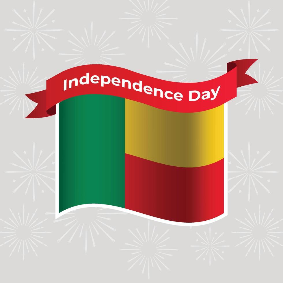 Benin Wavy Flag Independence Day Banner Background vector