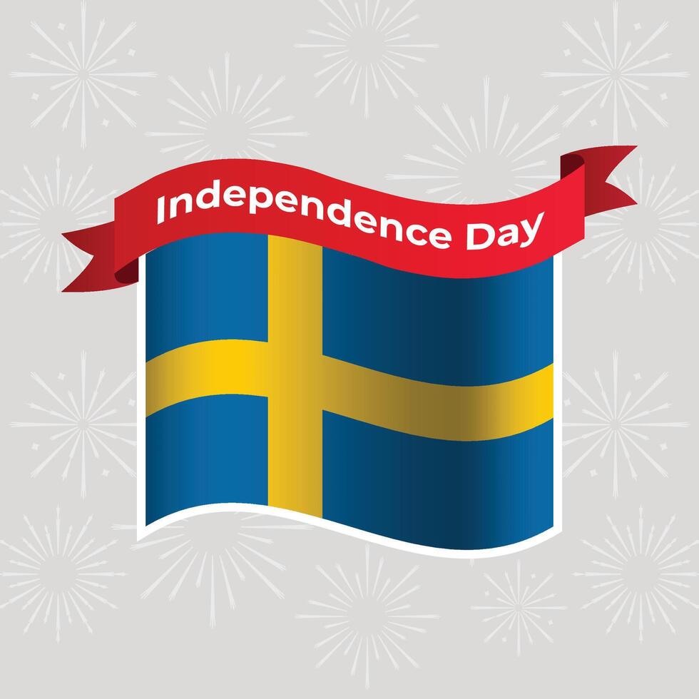 Sweden Wavy Flag Independence Day Banner Background vector