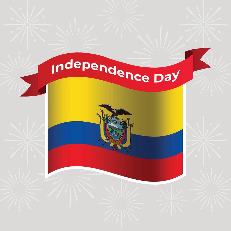 Ecuador Wavy Flag Independence Day Banner Background vector