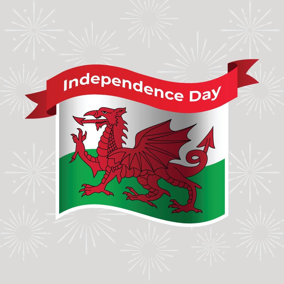 Wales Wavy Flag Independence Day Banner Background vector