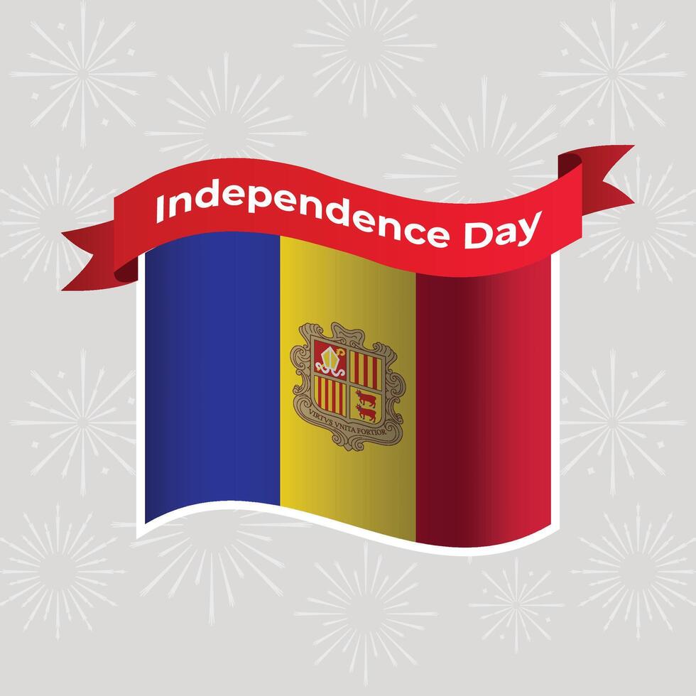 Andorra Wavy Flag Independence Day Banner Background vector