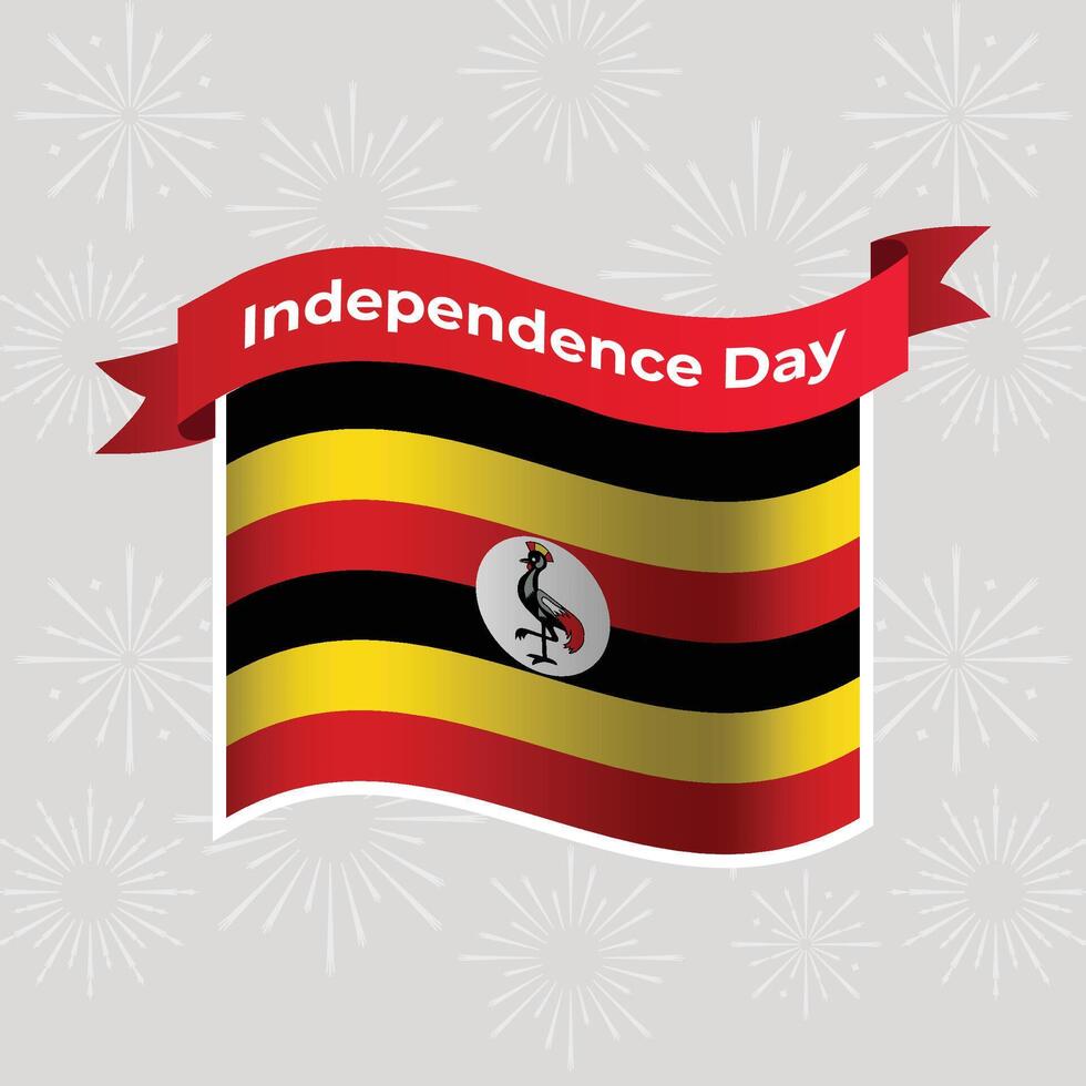 Uganda Wavy Flag Independence Day Banner Background vector