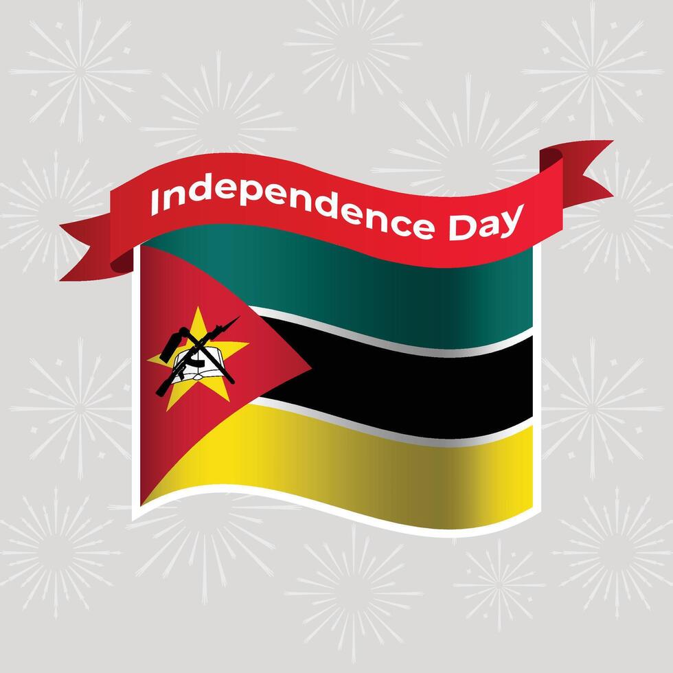 Mozambique Wavy Flag Independence Day Banner Background vector