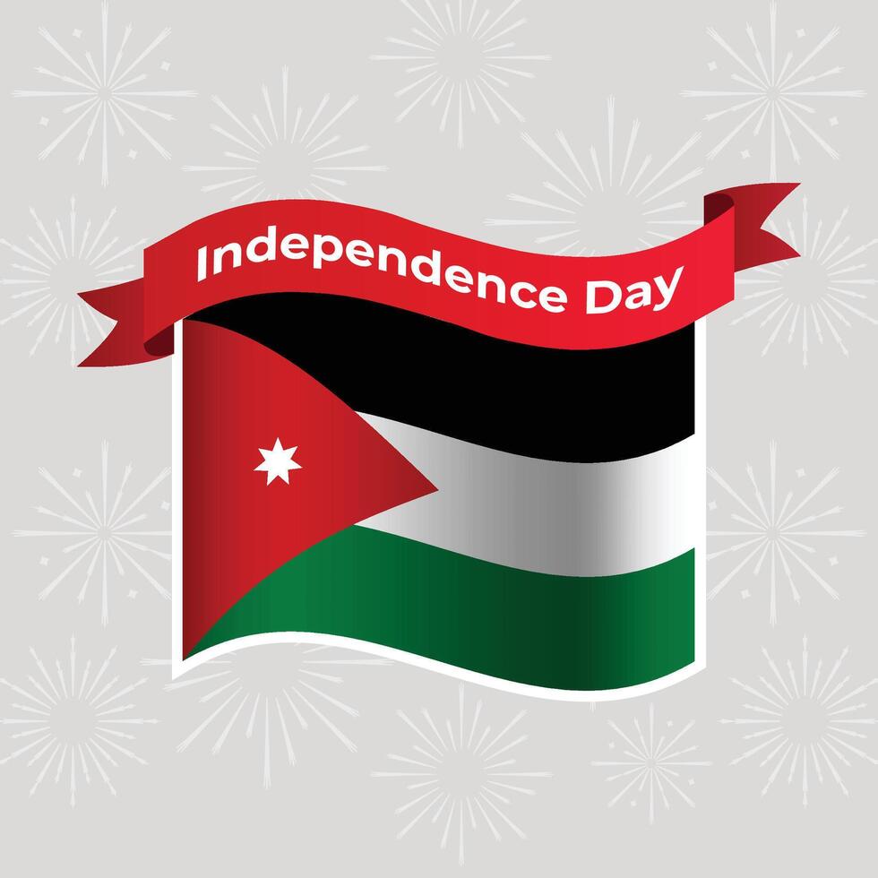 Jordan Wavy Flag Independence Day Banner Background vector