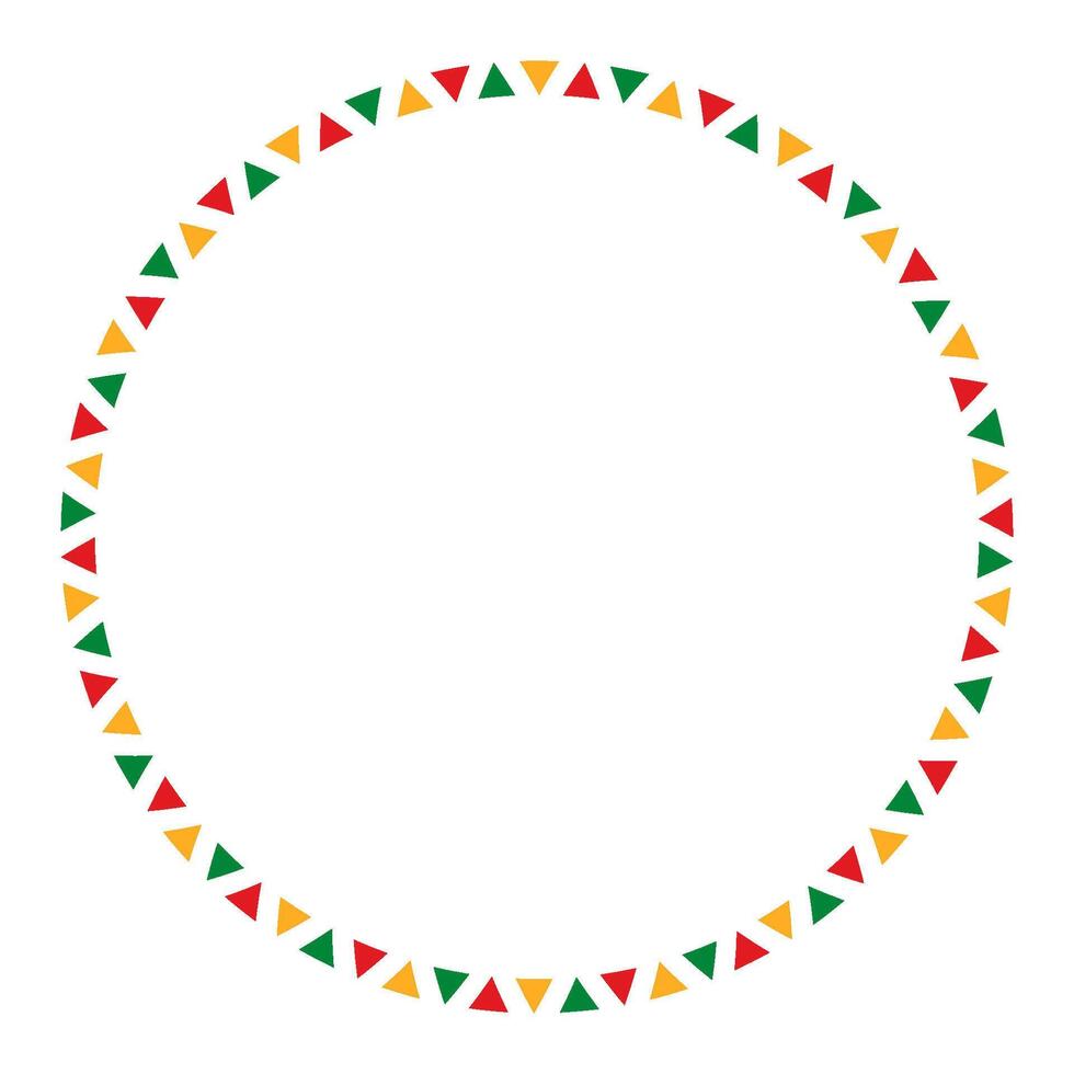 Empty Juneteenth round frame with red, green and yellow triangles isolated on a transparent background. Black History Month. Place for text vector