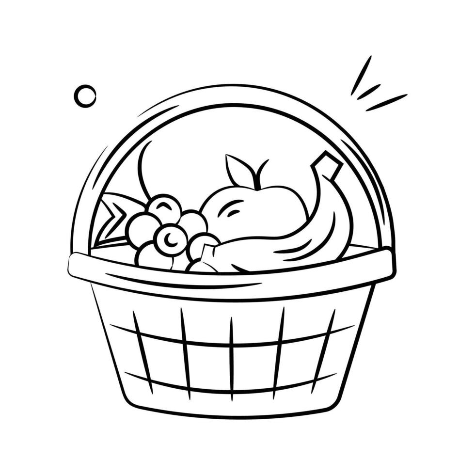 Modern doodle style icon of fruit basket, editable design vector