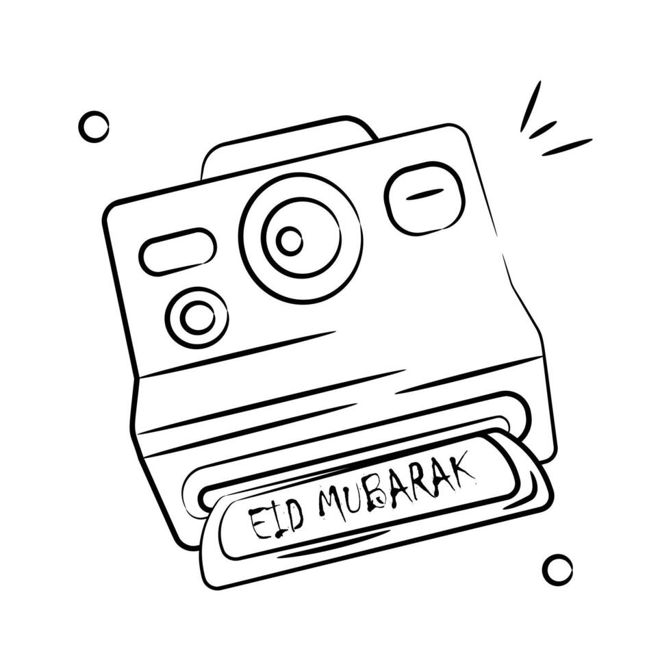 Hand drawn doodle style icon of instant camera, premium vector