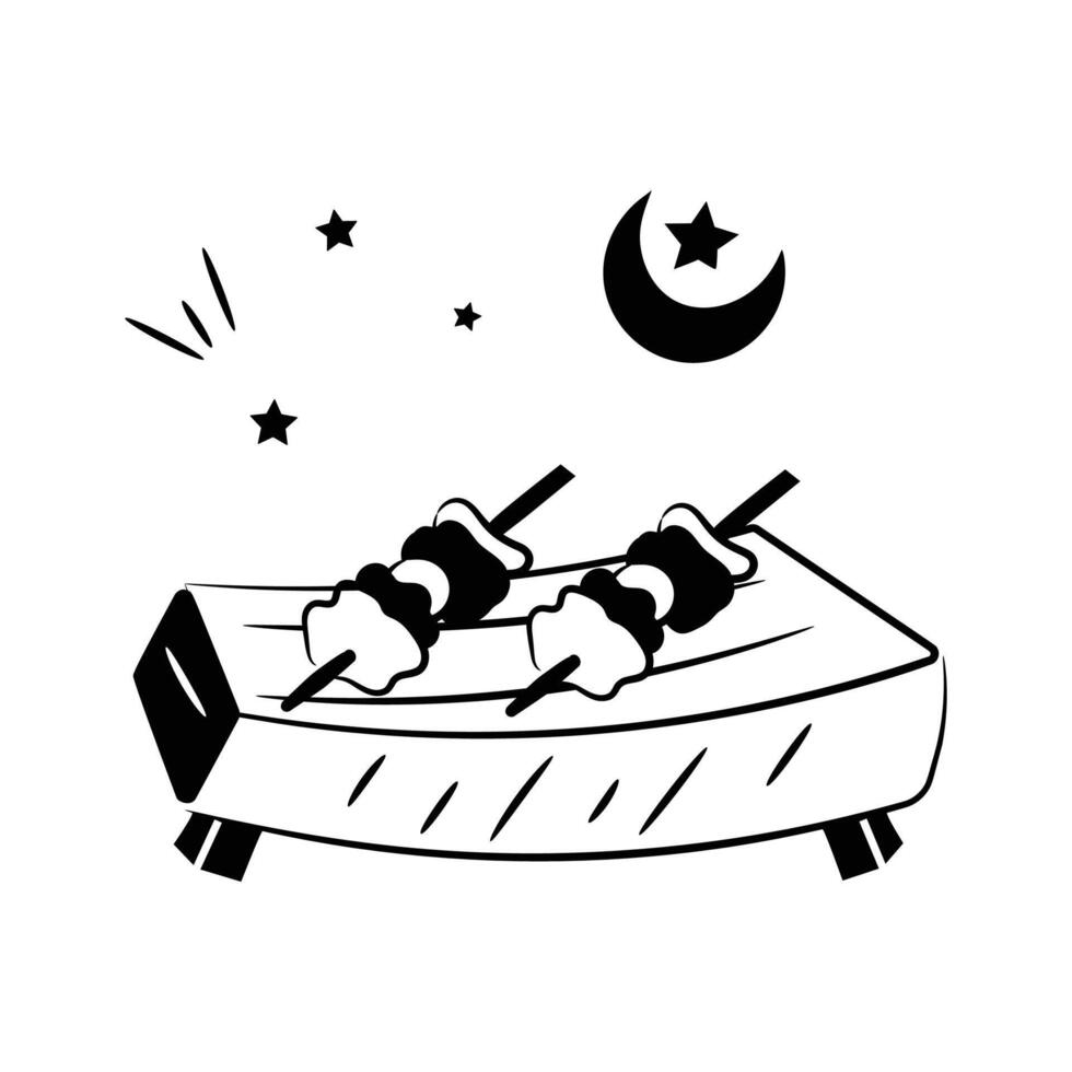 Modern hand drawn doodle icon of barbecue grill, editable vector