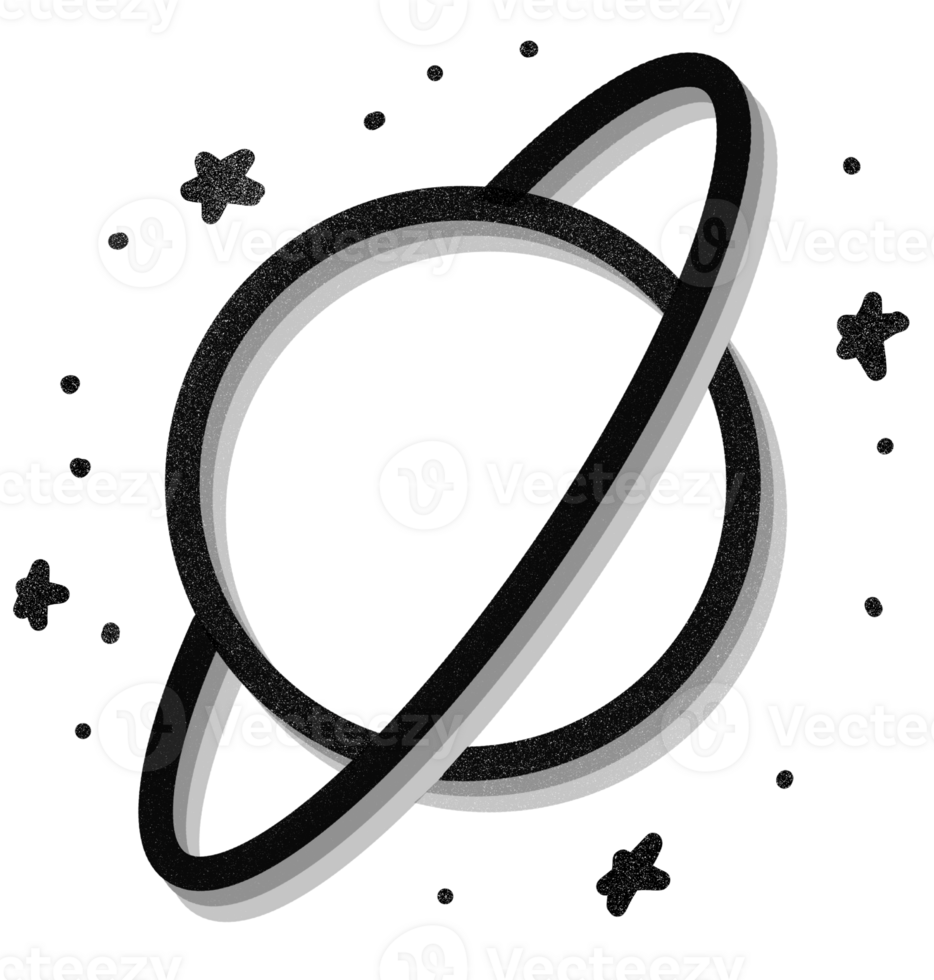Black Stars and planet in space png