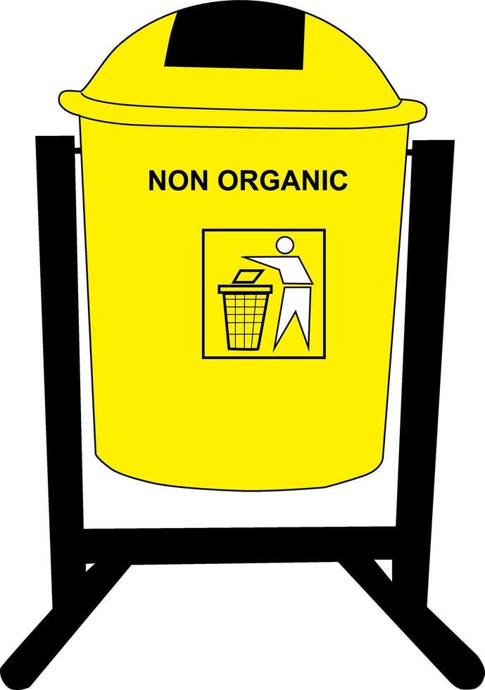 illustration of Yellow Trash Can with a white background for non organic waste vector