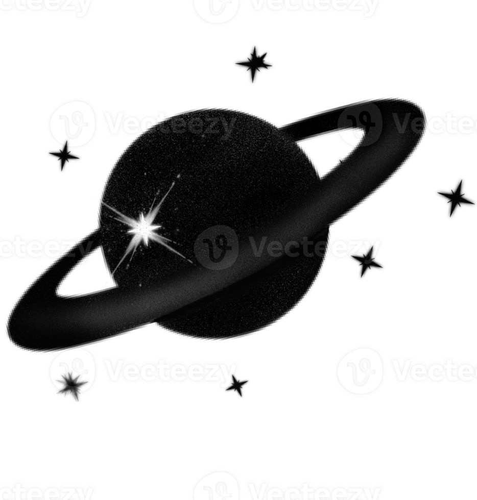 Black Stars and planet in space png