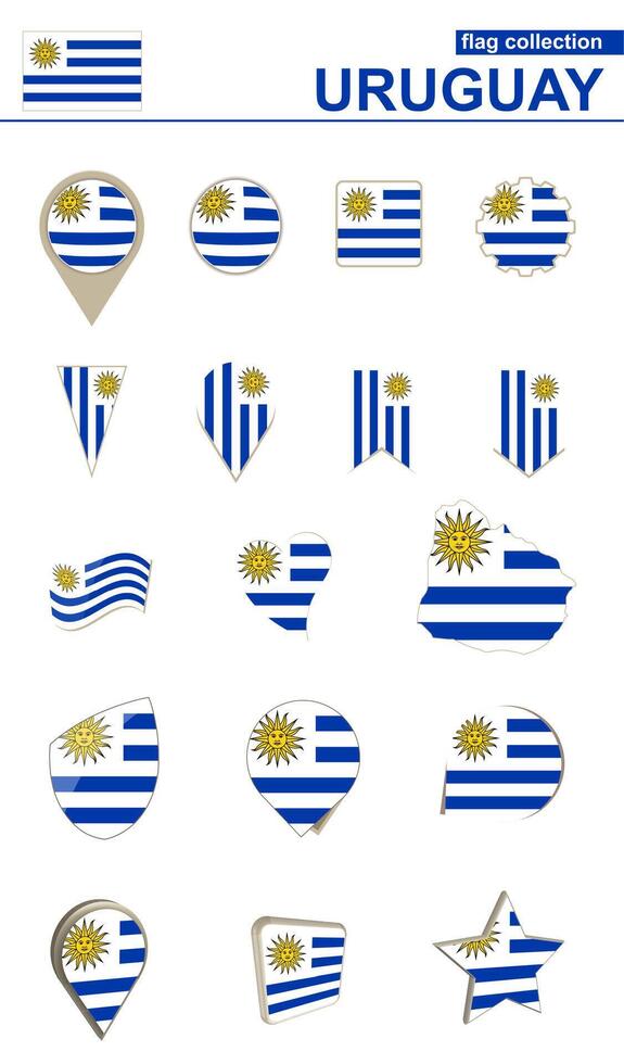 Uruguay Flag Collection. Big set for design. vector