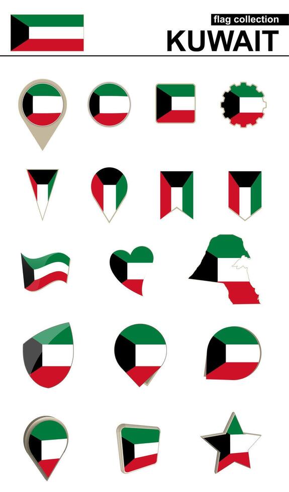 Kuwait Flag Collection. Big set for design. vector