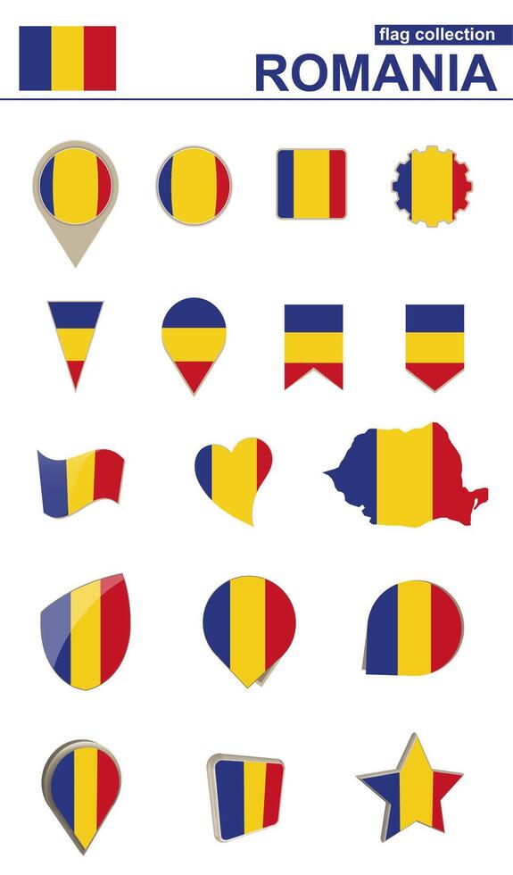 Romania Flag Collection. Big set for design. vector