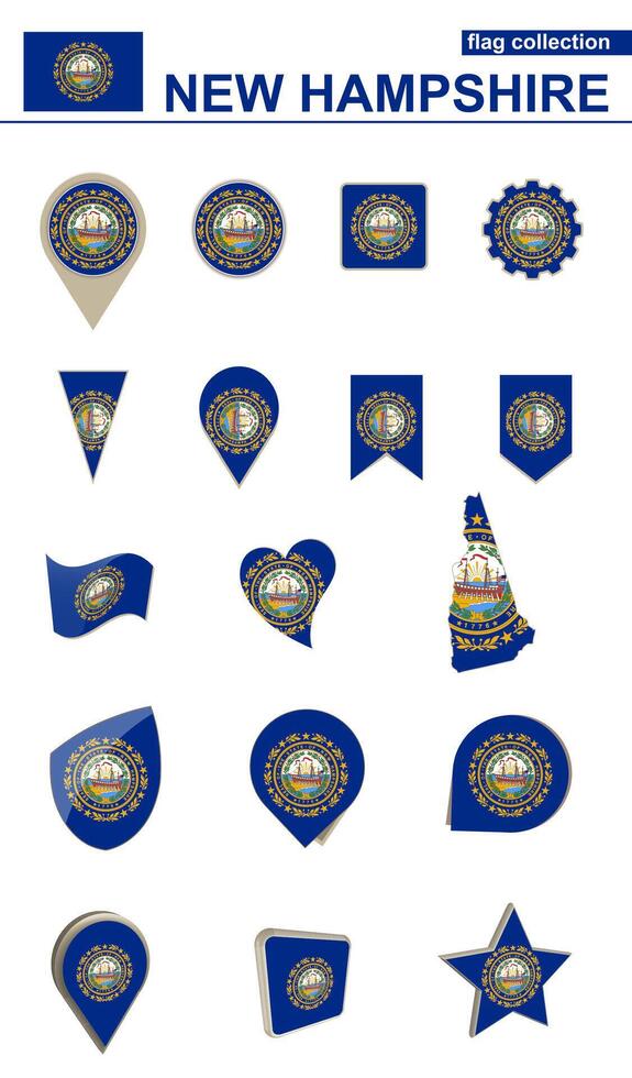 New Hampshire Flag Collection. Big set for design. vector