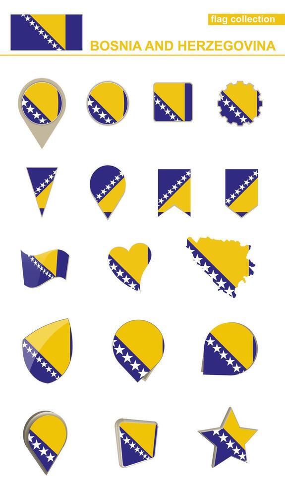 Bosnia and Herzegovina Flag Collection. Big set for design. vector