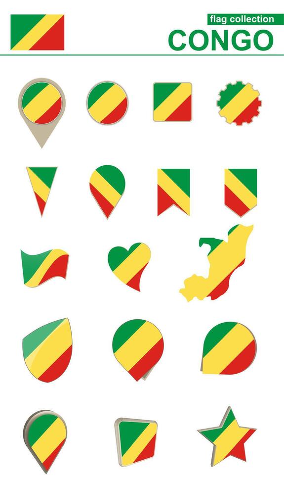 Congo Flag Collection. Big set for design. vector
