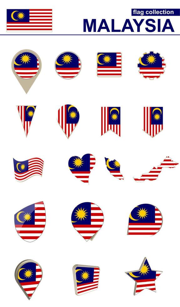 Malaysia Flag Collection. Big set for design. vector