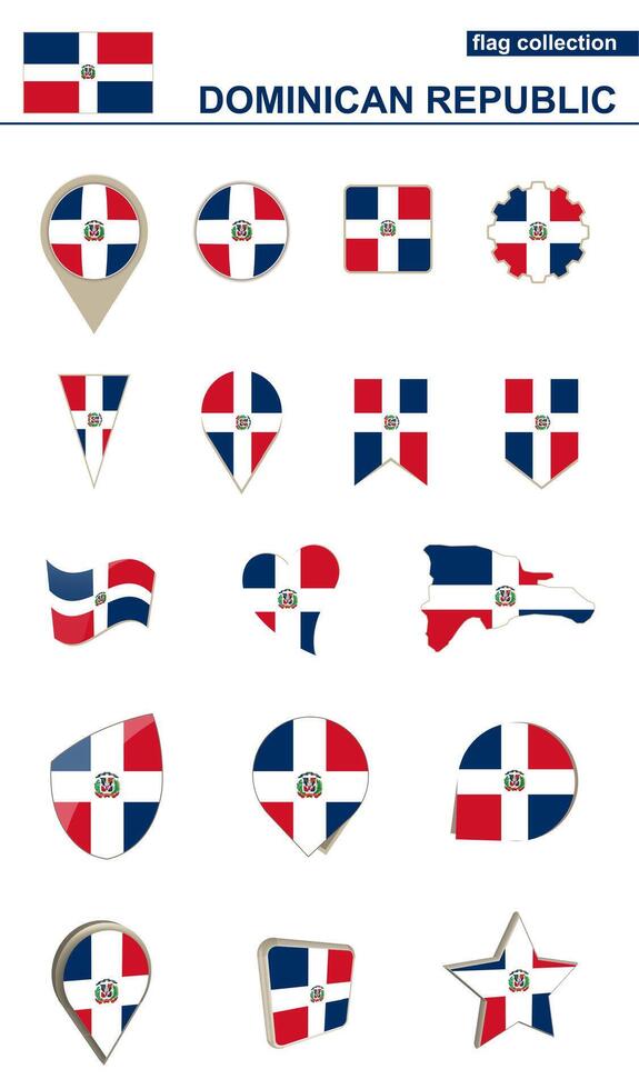 Dominican Republic Flag Collection. Big set for design. vector