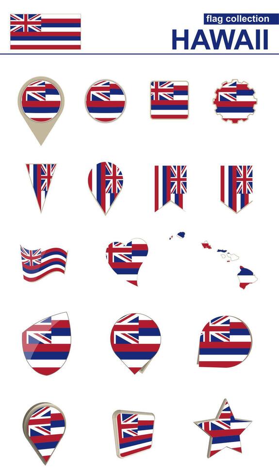 Hawaii Flag Collection. Big set for design. vector