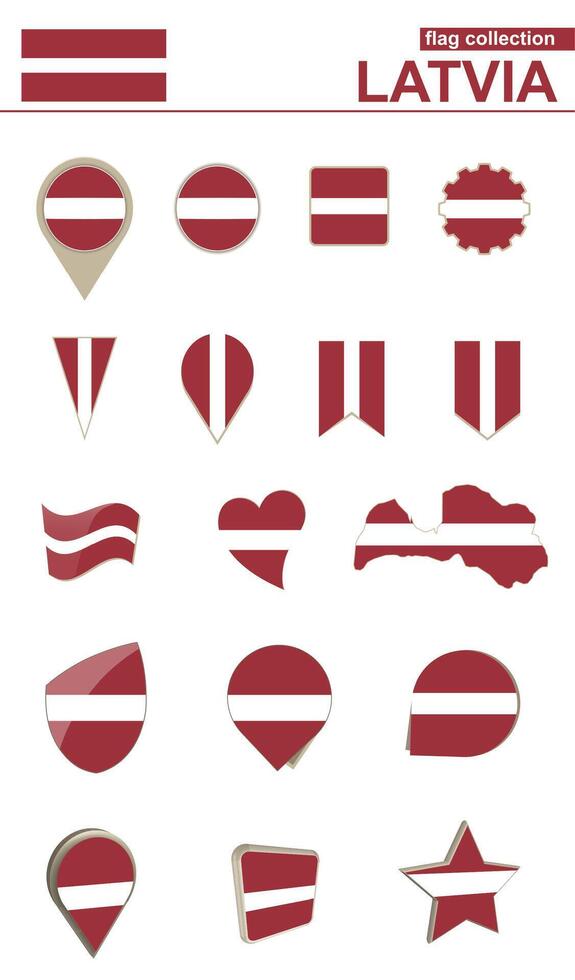 Latvia Flag Collection. Big set for design. vector