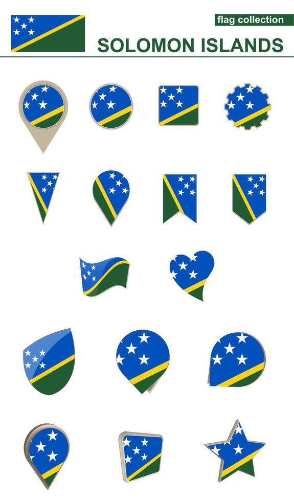 Solomon Islands Flag Collection. Big set for design. vector