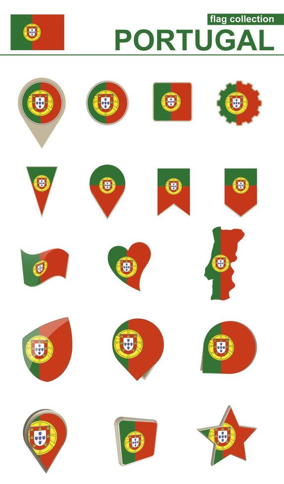 Portugal Flag Collection. Big set for design. vector