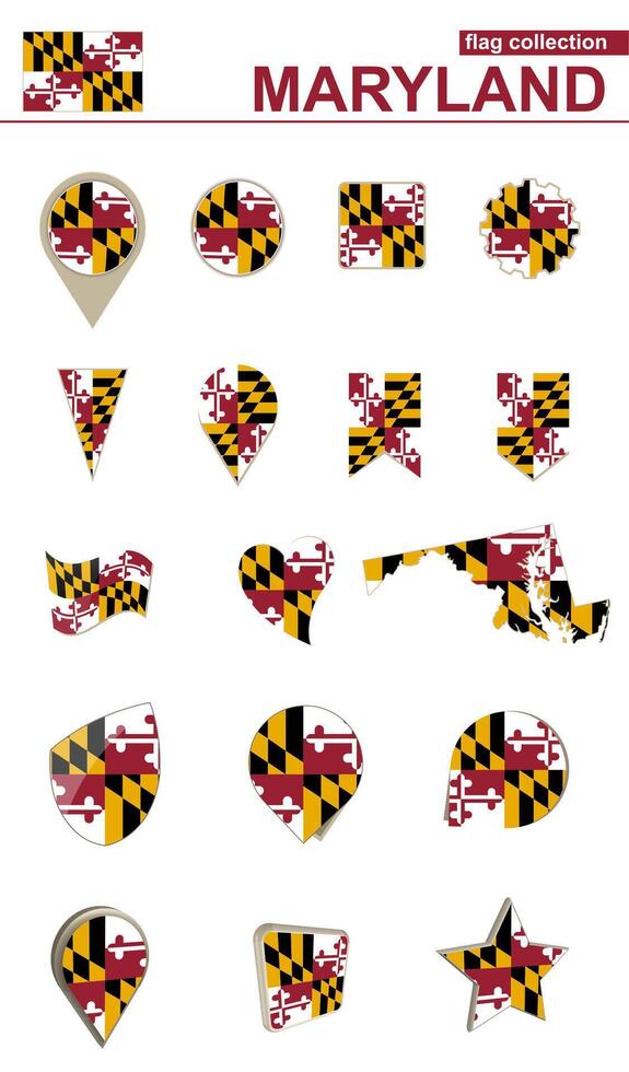 Maryland Flag Collection. Big set for design. vector