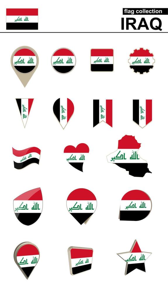 Iraq Flag Collection. Big set for design. vector