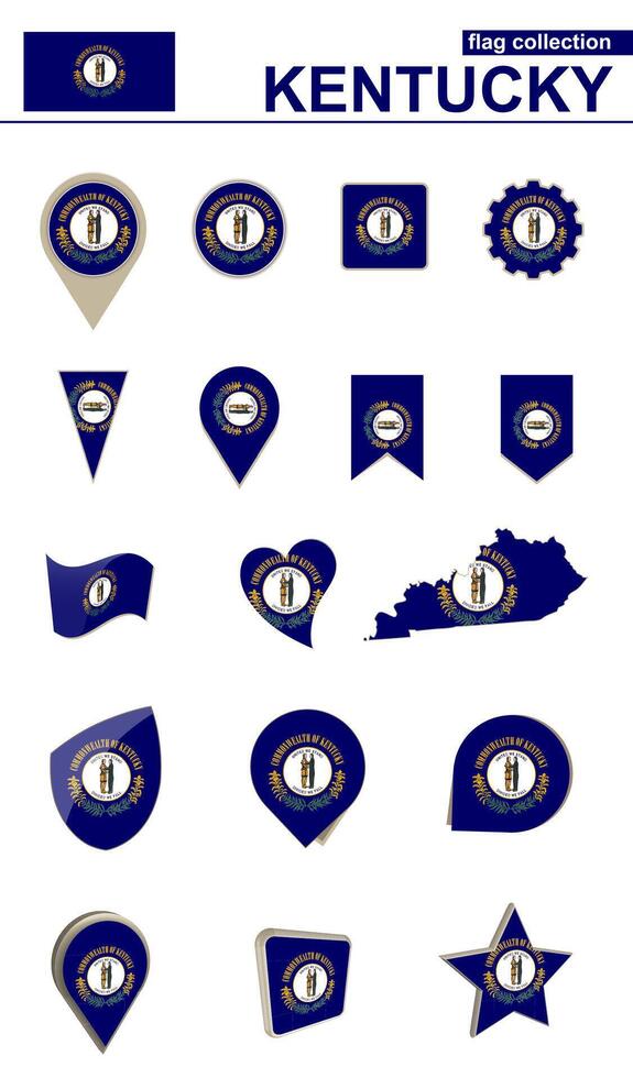 Kentucky Flag Collection. Big set for design. vector