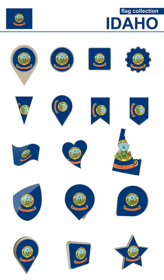 Idaho Flag Collection. Big set for design. vector