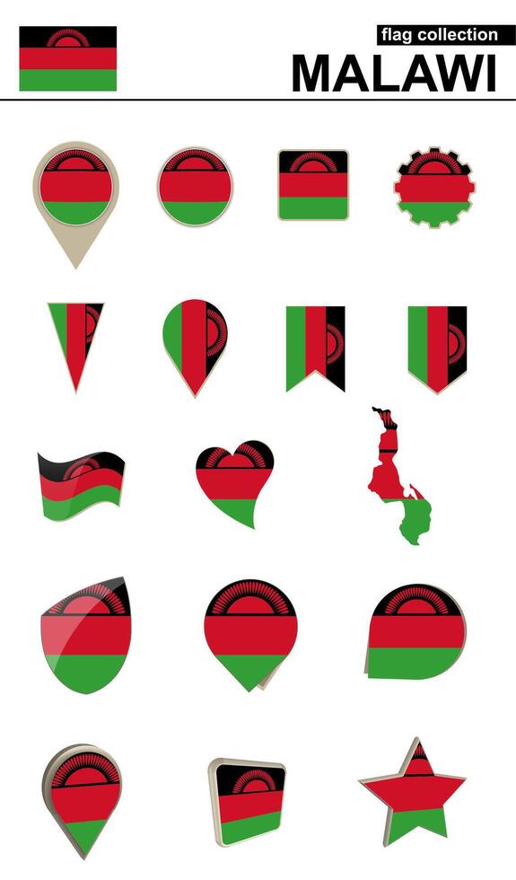 Malawi Flag Collection. Big set for design. vector