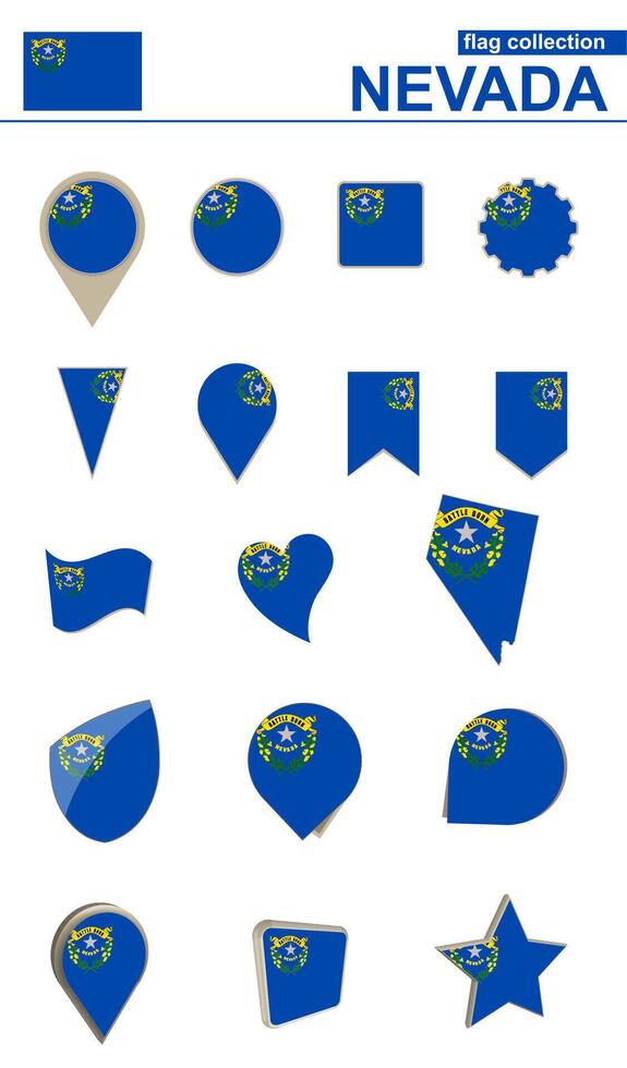 Nevada Flag Collection. Big set for design. vector