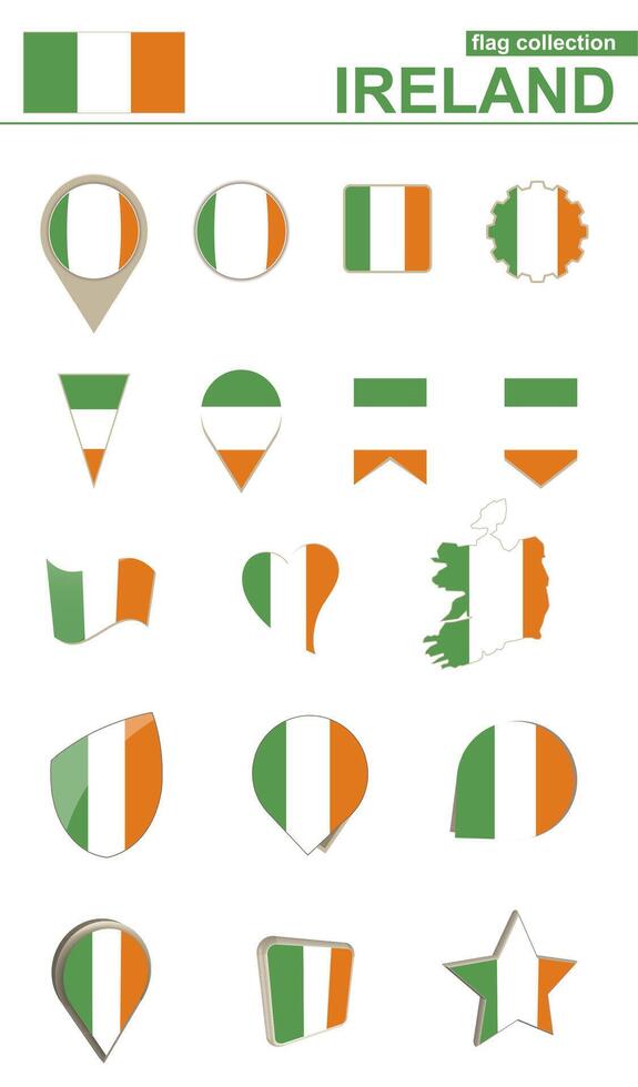Ireland Flag Collection. Big set for design. vector