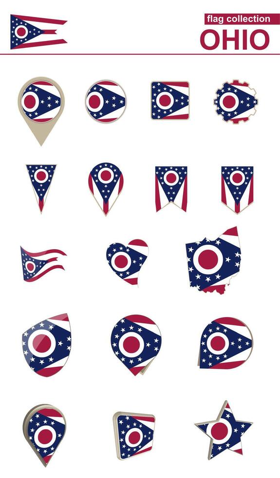 Ohio Flag Collection. Big set for design. vector
