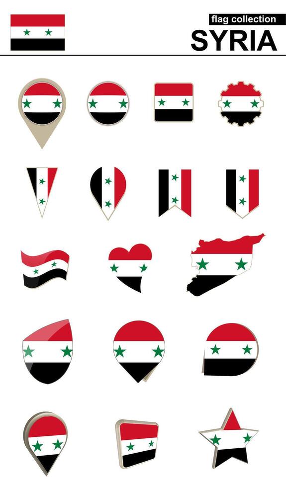 Syria Flag Collection. Big set for design. vector